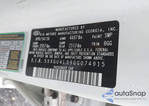 2016 Kia Optima Ex from USA, damaged, VIN 5XXGU4L39GG074915